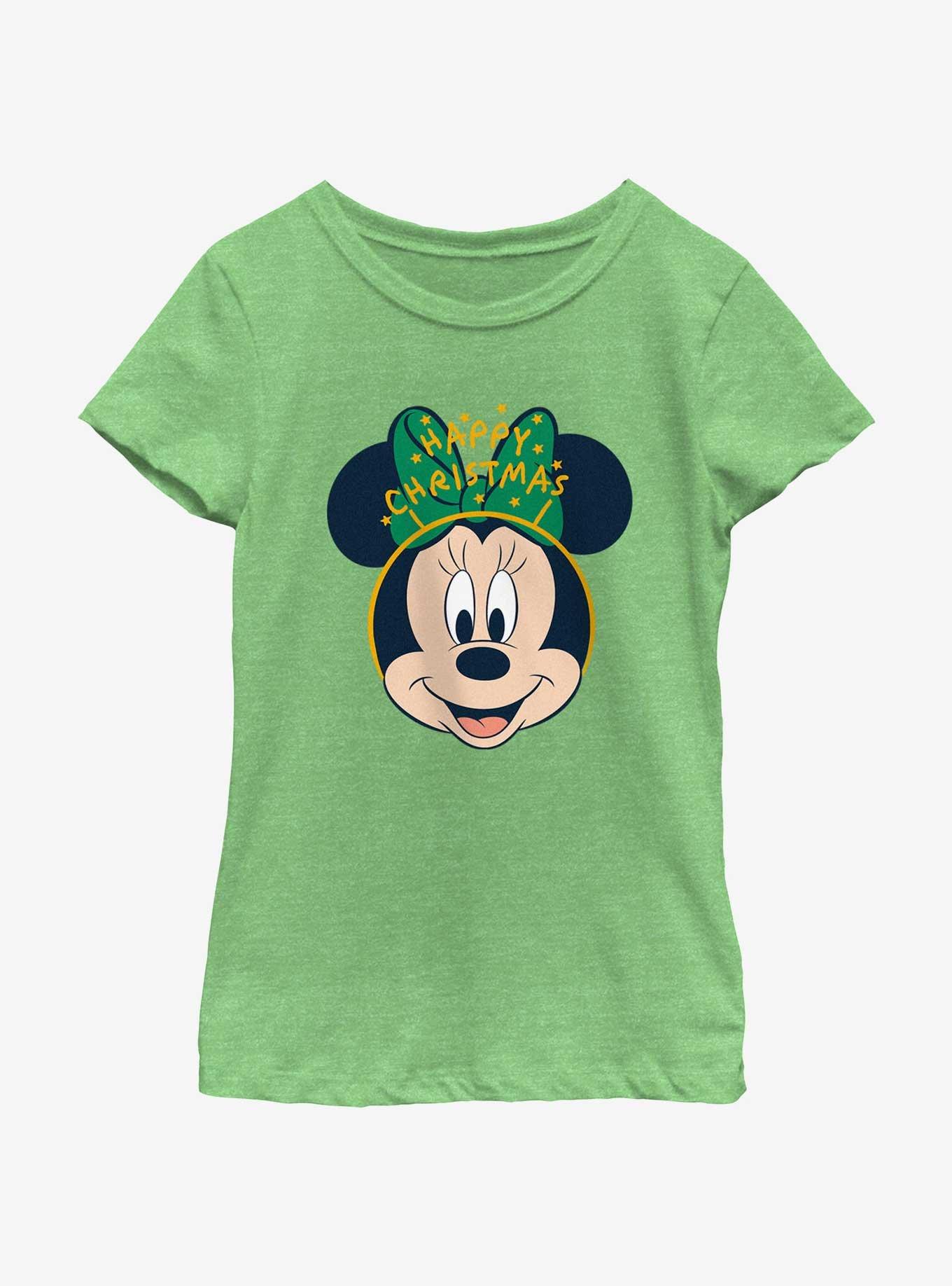 Disney Minnie Mouse Minnie Happy Christmas Ears Youth Girls T-Shirt, GRN APPLE, hi-res