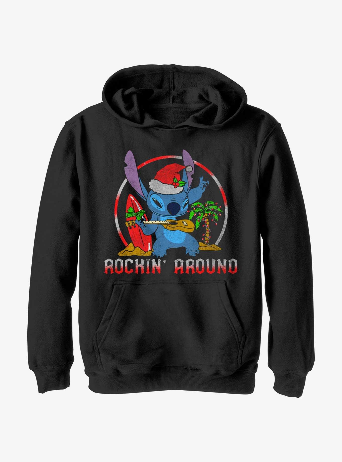 Disney Lilo Stitch Rockin Around Youth Hoodie BLACK BoxLunch