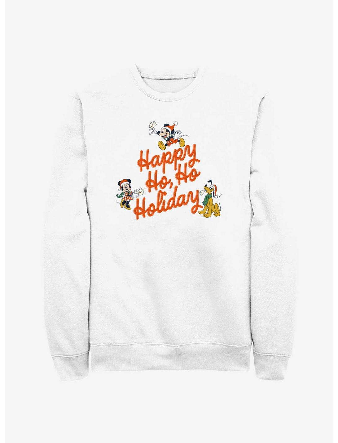 Disney Mickey Mouse Happy Ho Ho Holiday Sweatshirt, WHITE, hi-res
