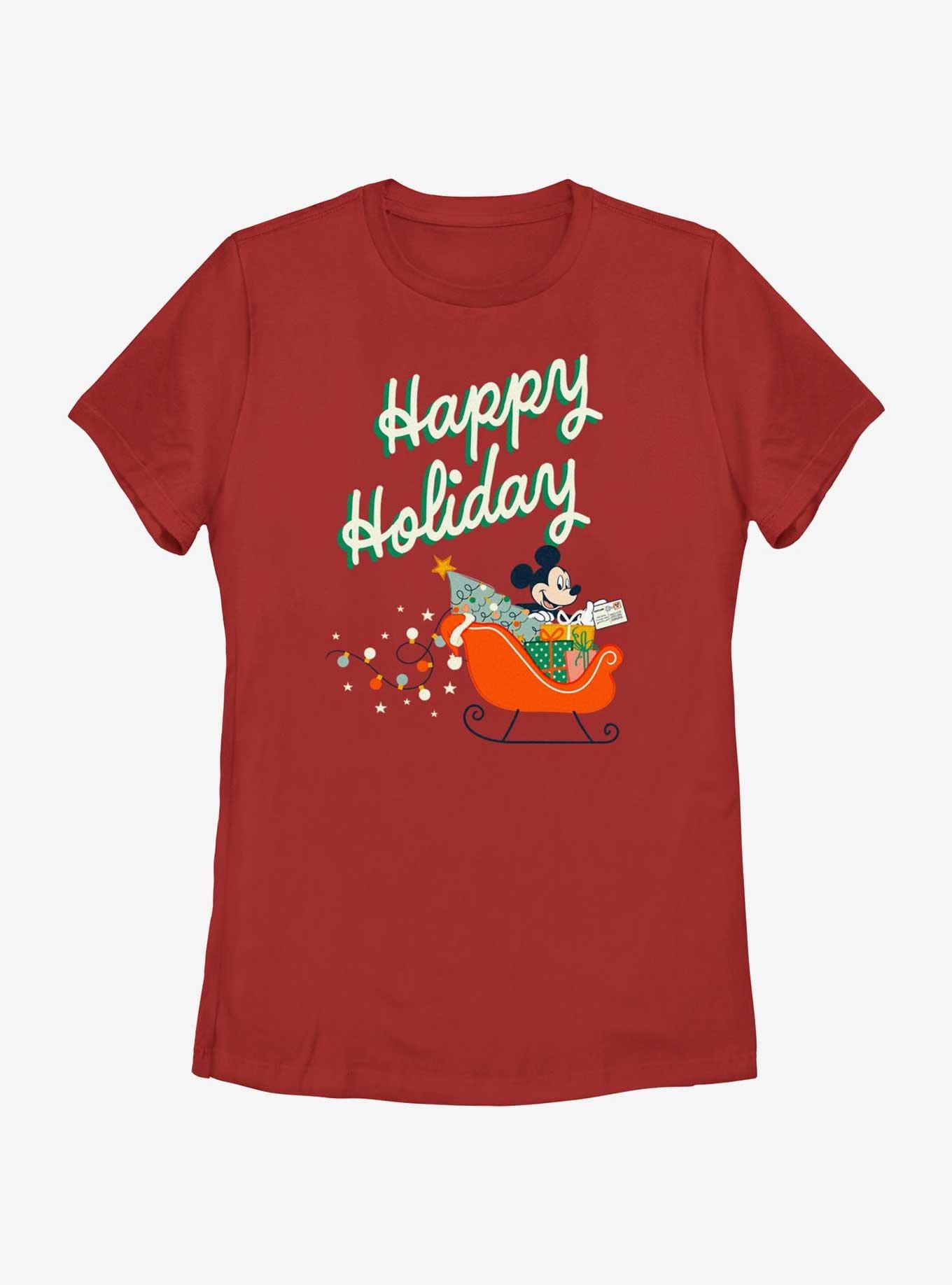 Disney Mickey Mouse Happy Holiday Womens T-Shirt, RED, hi-res