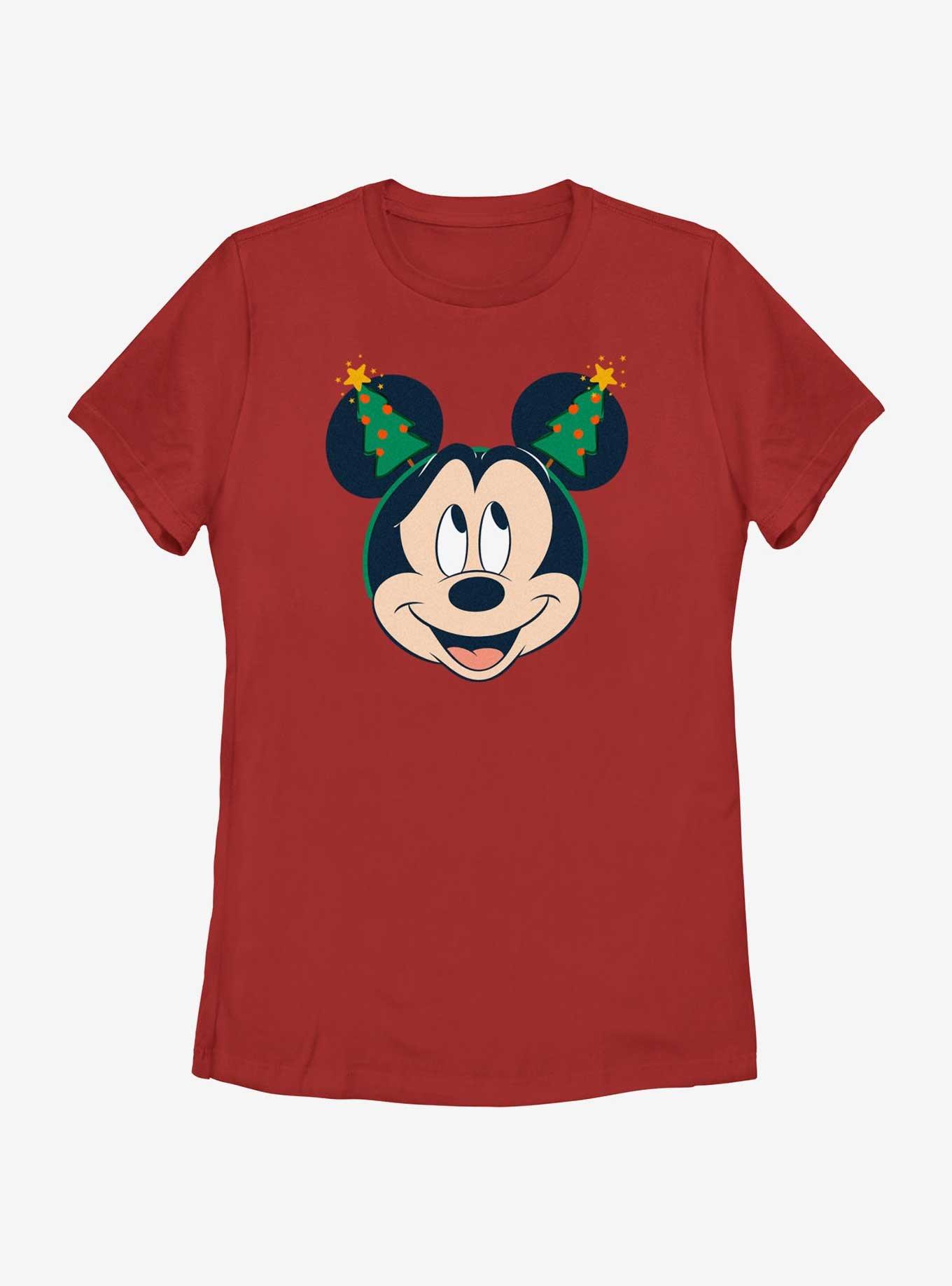 Disney Mickey Mouse Christmas Tree Ears Womens T-Shirt, RED, hi-res