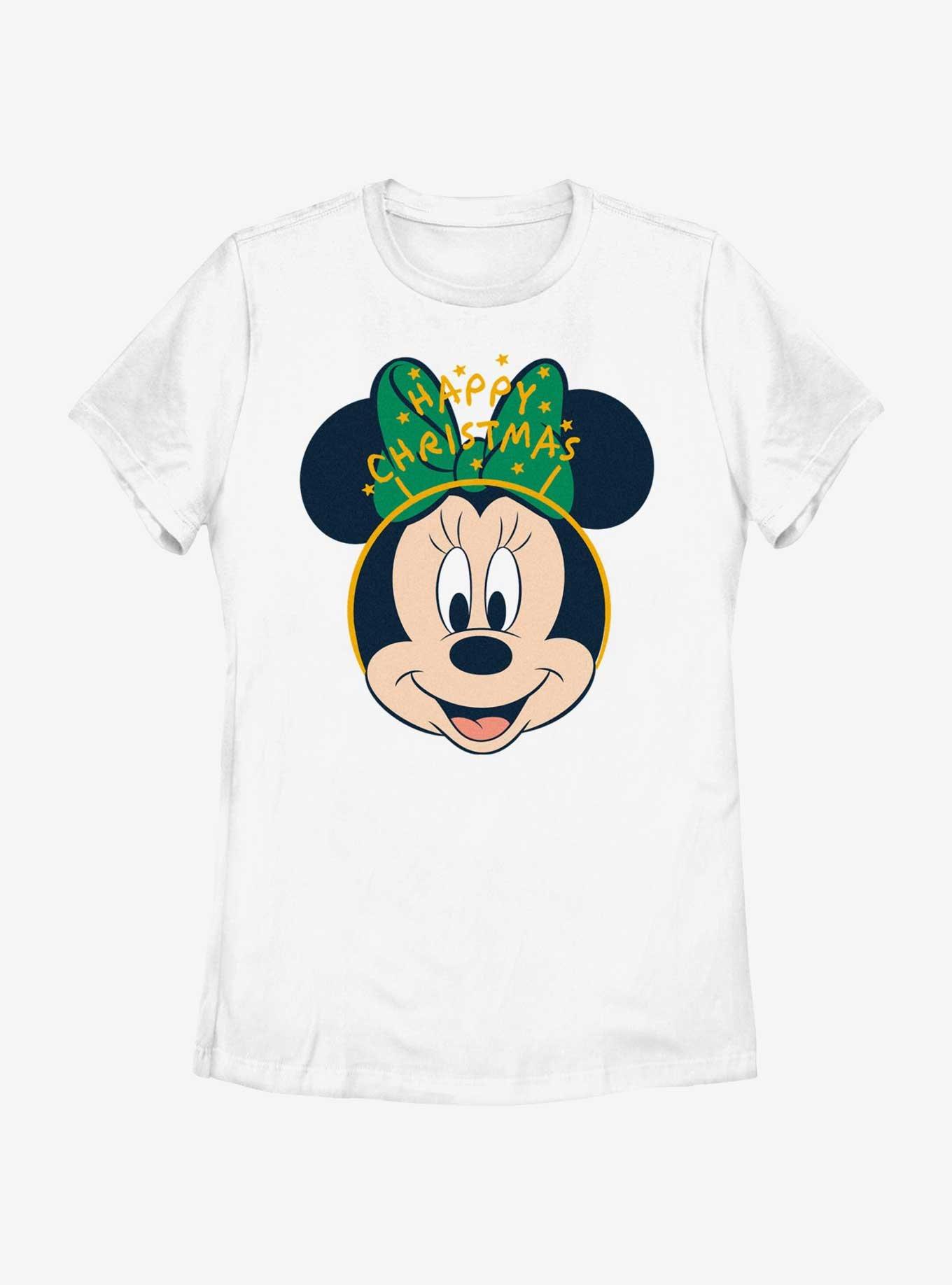 Disney Minnie Mouse Minnie Happy Christmas Ears Womens T-Shirt, WHITE, hi-res