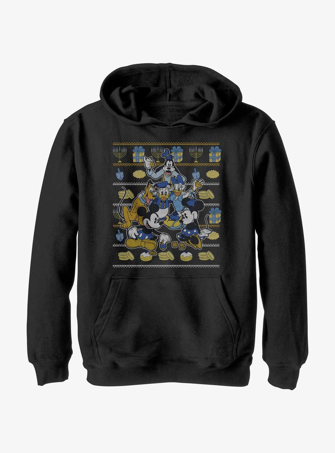 Disney Mickey Mouse Hanukkah Ugly Sweater Youth Hoodie, , hi-res