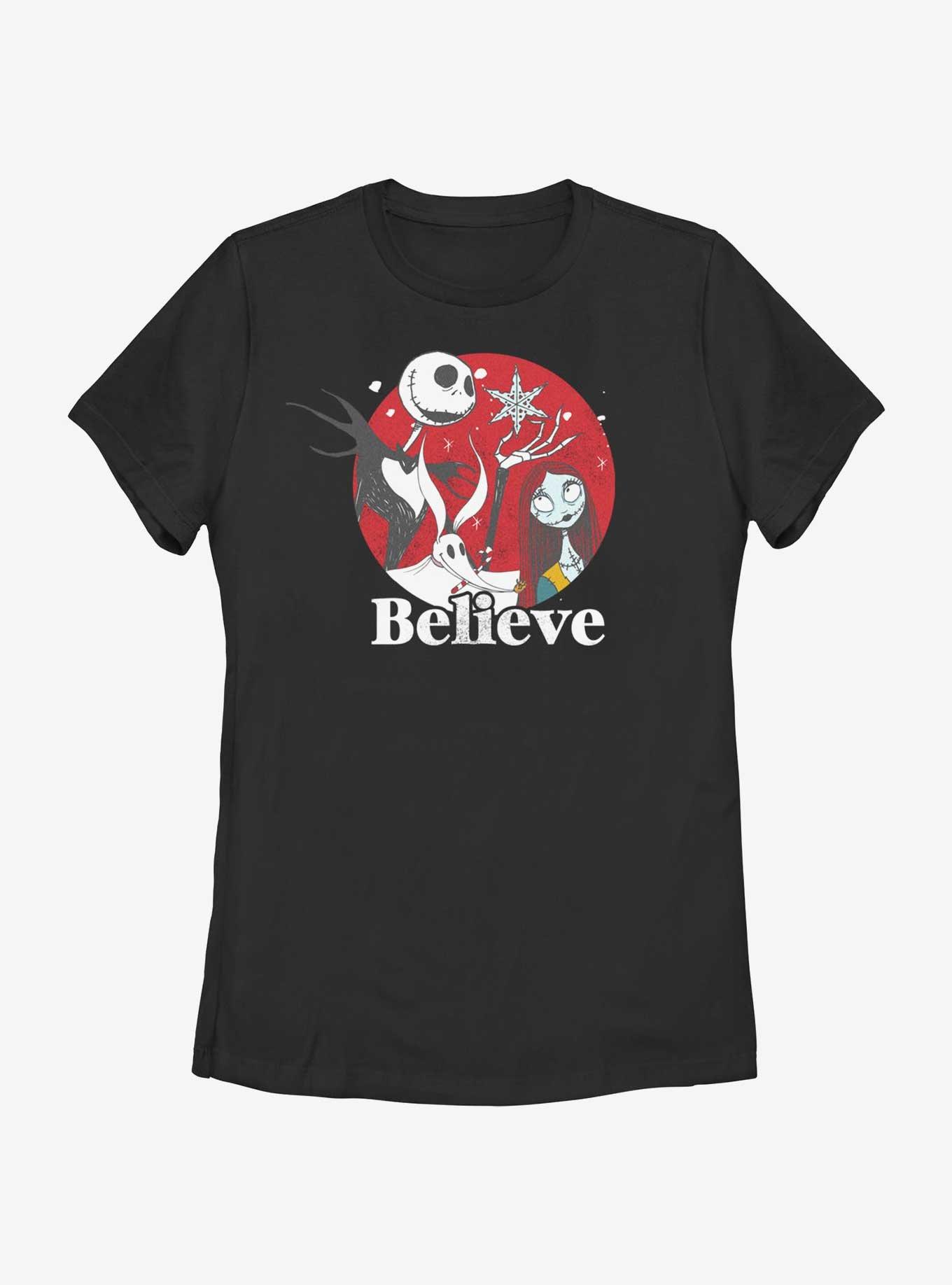 Disney Nightmare Before Christmas Jack And Sally Believe Womens T-Shirt, , hi-res