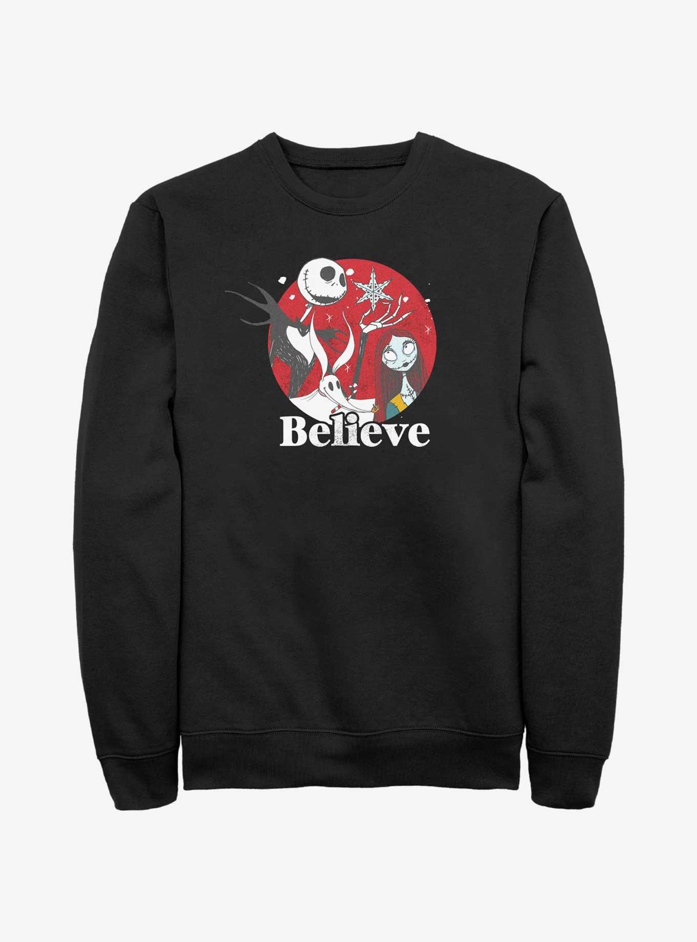 Disney Nightmare Before Christmas Jack And Sally Believe Sweatshirt, , hi-res