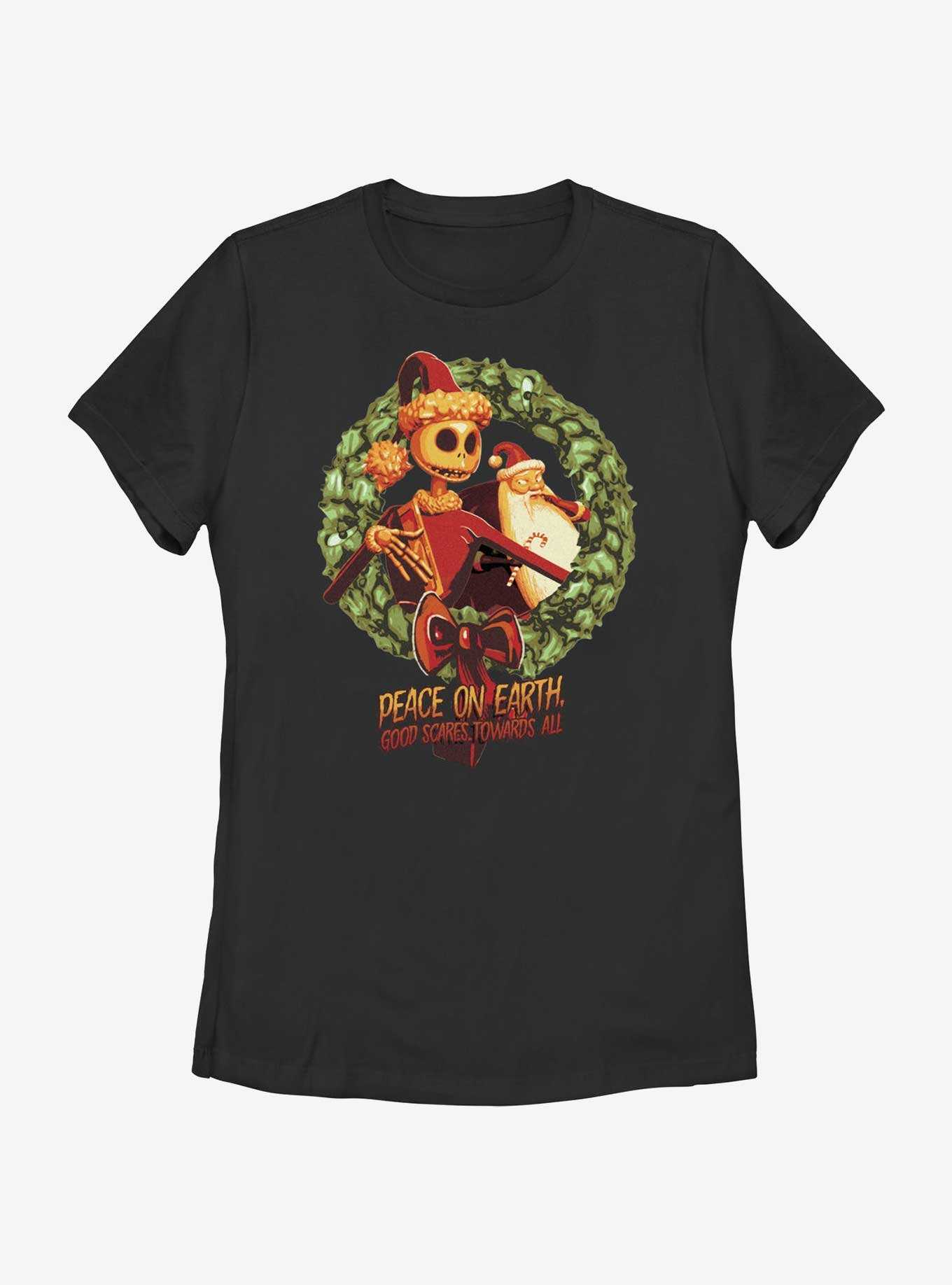 Disney Nightmare Before Christmas Peace On Earth Wreath Womens T-Shirt, , hi-res