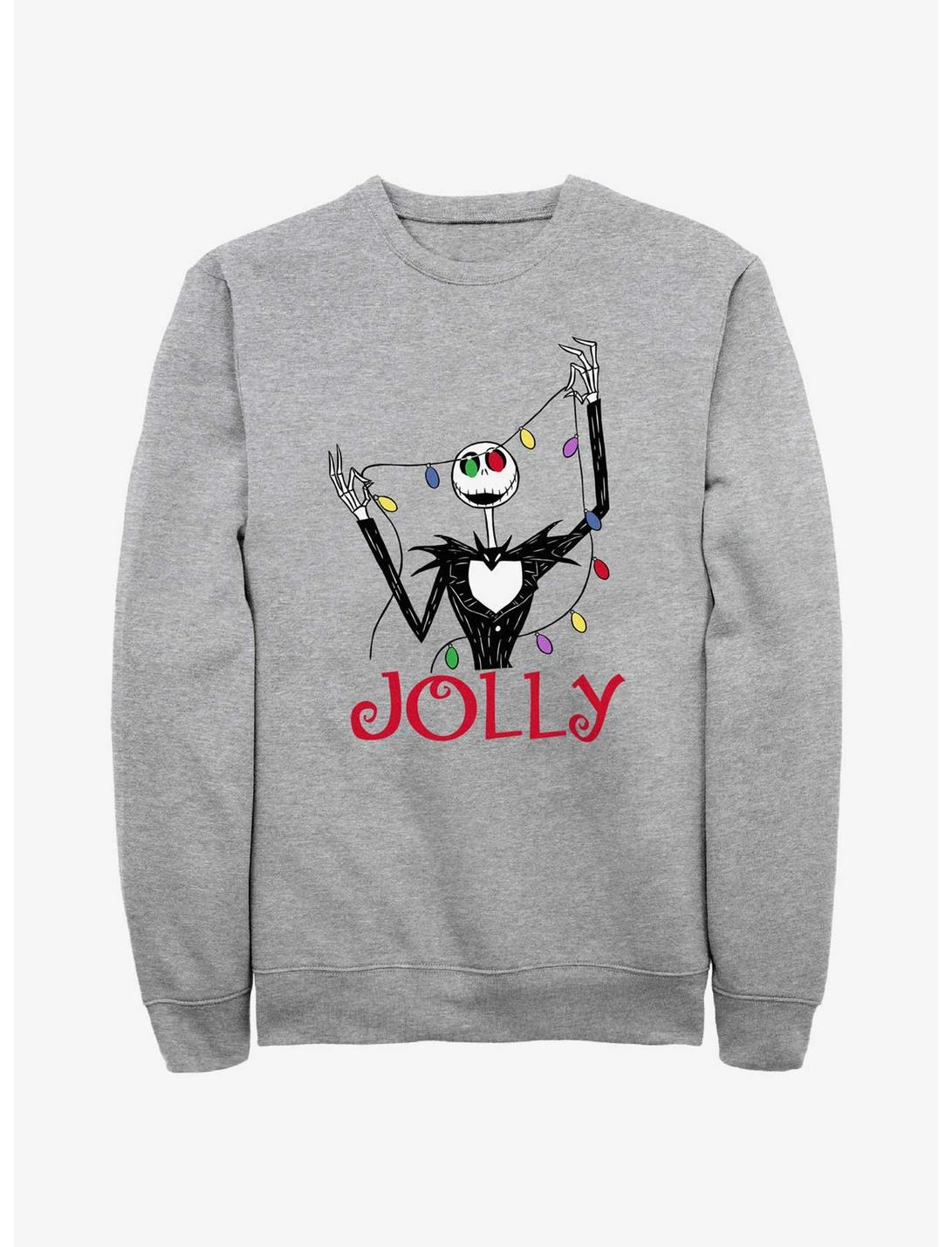 Disney Nightmare Before Christmas Jolly Jack Lights Sweatshirt, ATH HTR, hi-res