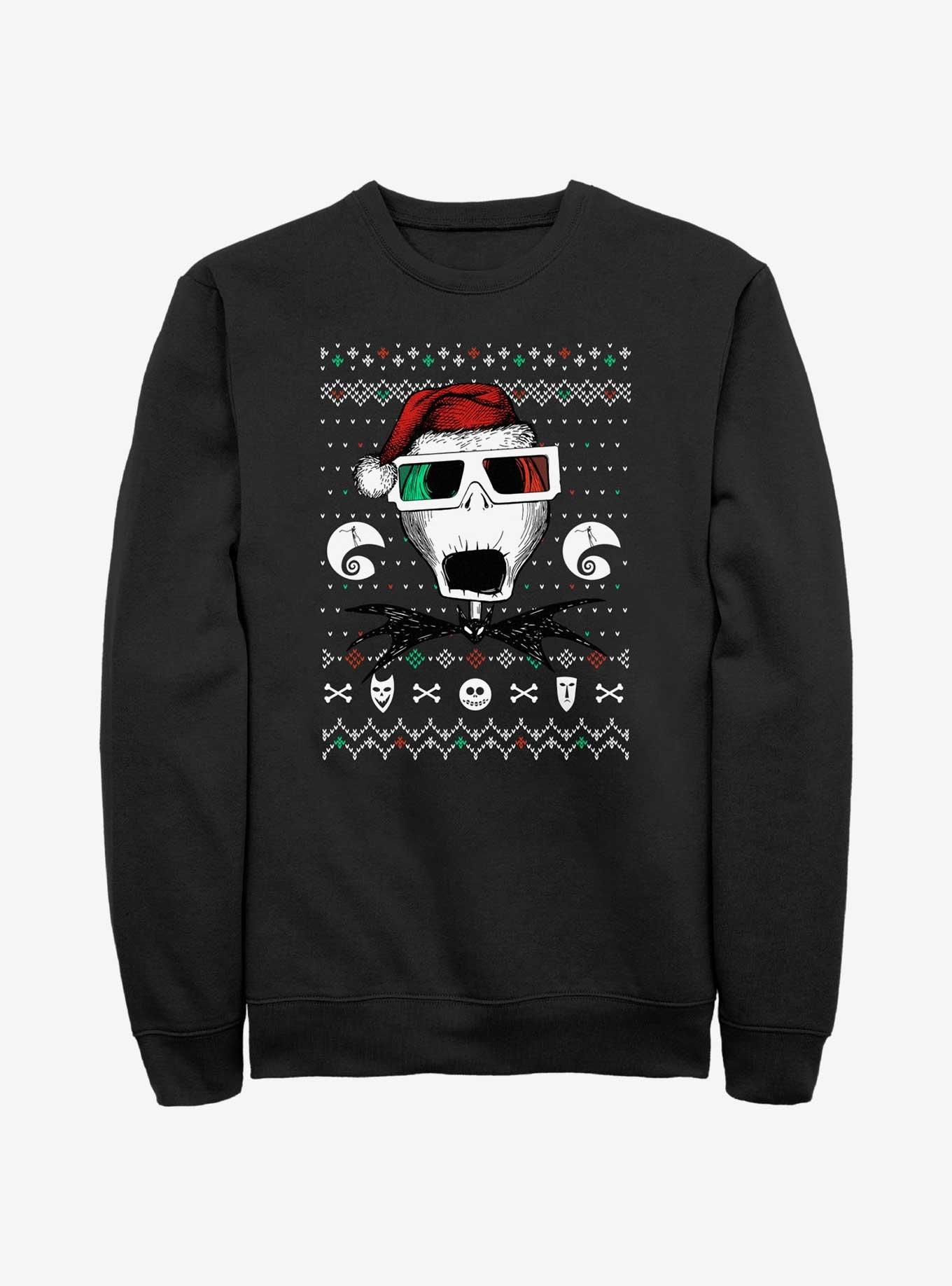 Disney Nightmare Before Christmas Ugly Holiday Jack Holiday Vision Sweatshirt BLACK BoxLunch