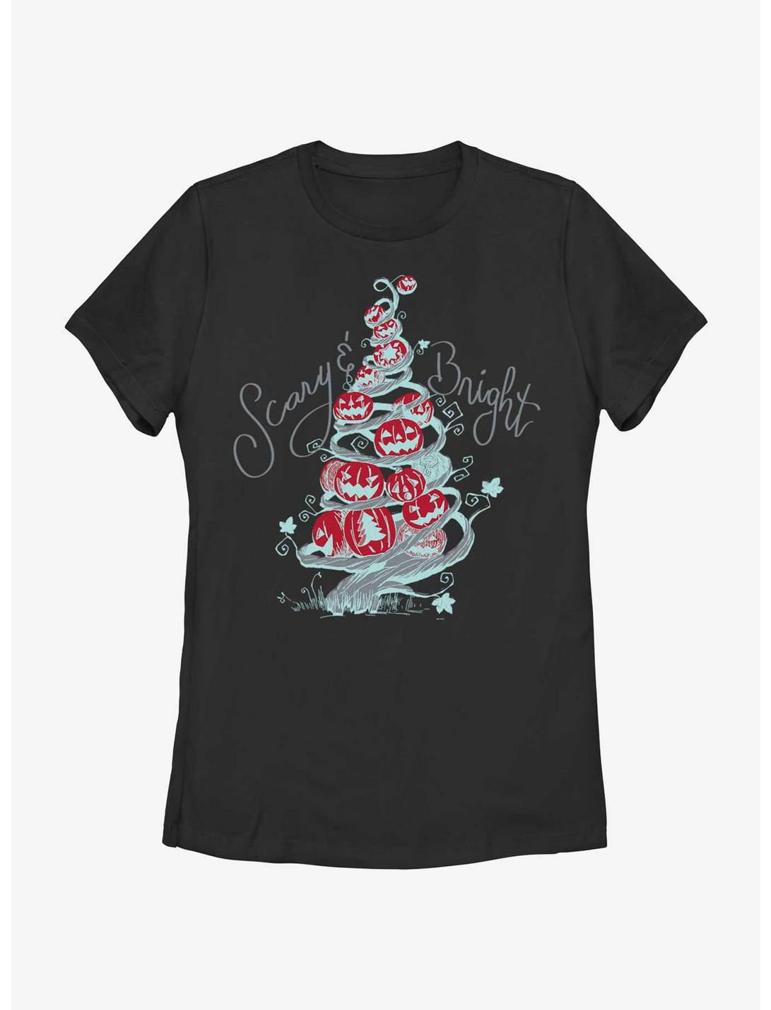 Disney Nightmare Before Christmas Scary & Bright Tree Womens T-Shirt, BLACK, hi-res