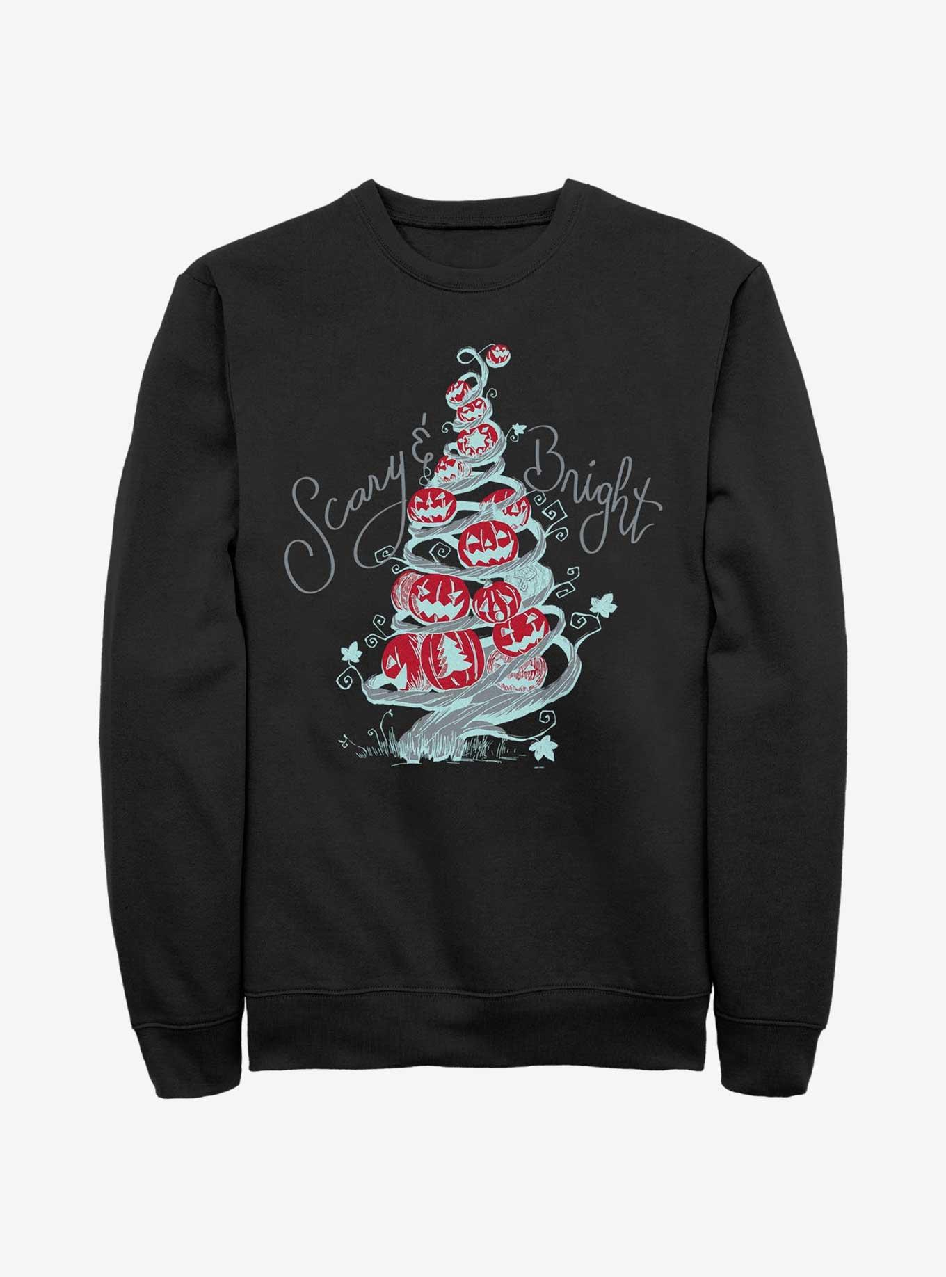 Disney Nightmare Before Christmas Scary & Bright Tree Sweatshirt, BLACK, hi-res