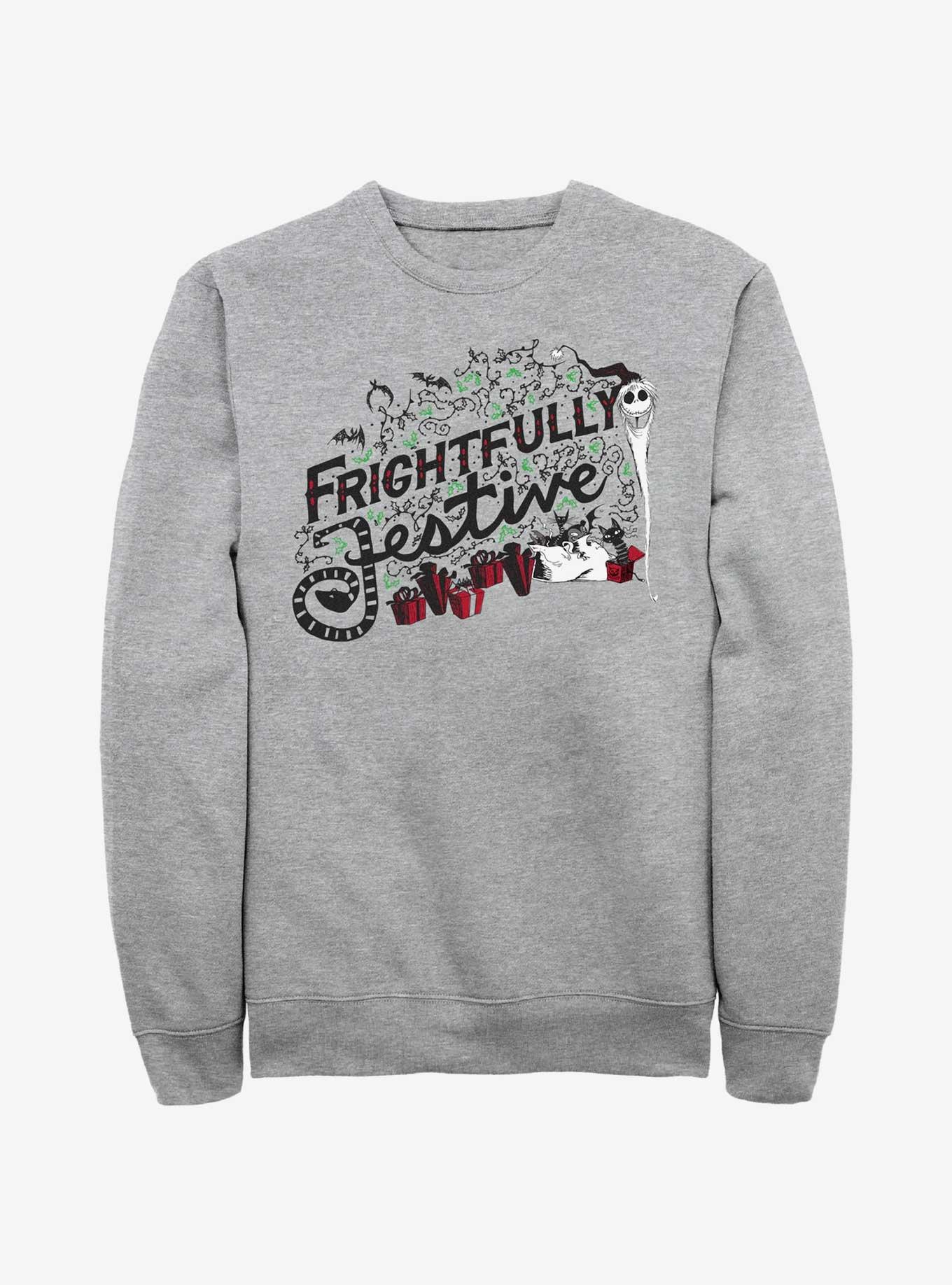 Disney Nightmare Before Christmas Frightfully Festive Sweatshirt, ATH HTR, hi-res