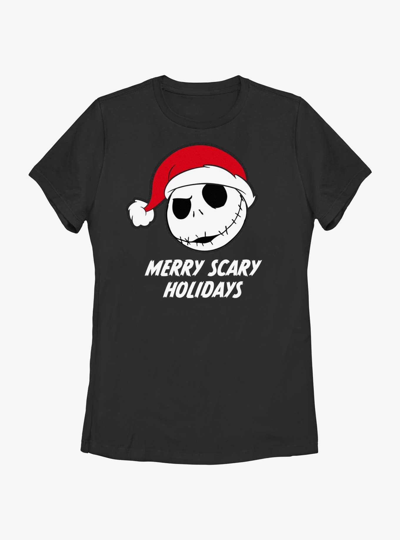 Disney Nightmare Before Christmas Merry Scary Holidays Womens T-Shirt, BLACK, hi-res