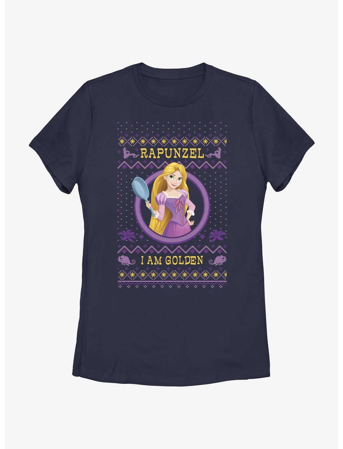 Disney Princesses Rapunzel Ugly Holiday Womens T-Shirt, NAVY, hi-res