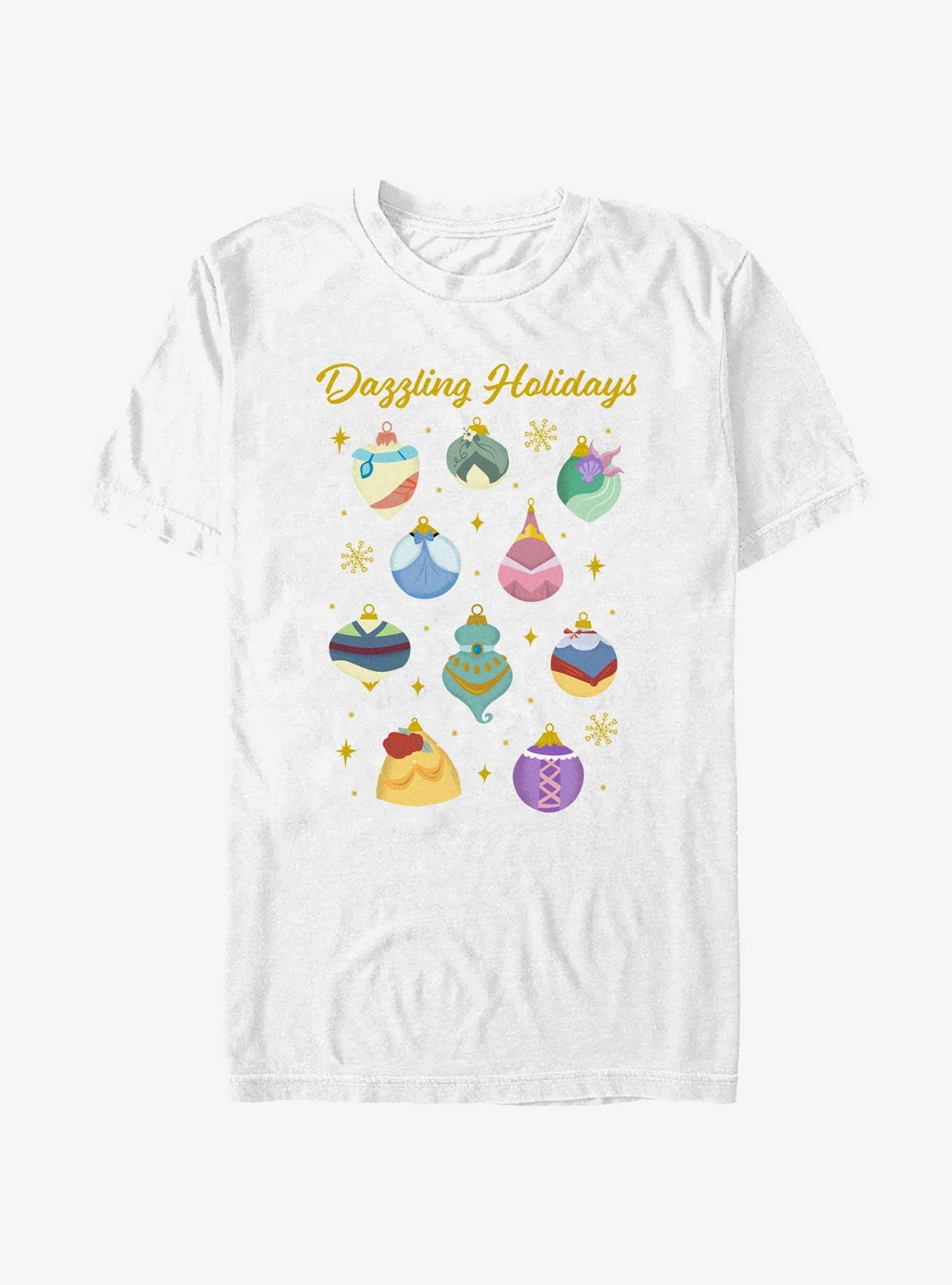 Disney Princesses Dazzling Holiday Ornaments T-Shirt, WHITE, hi-res
