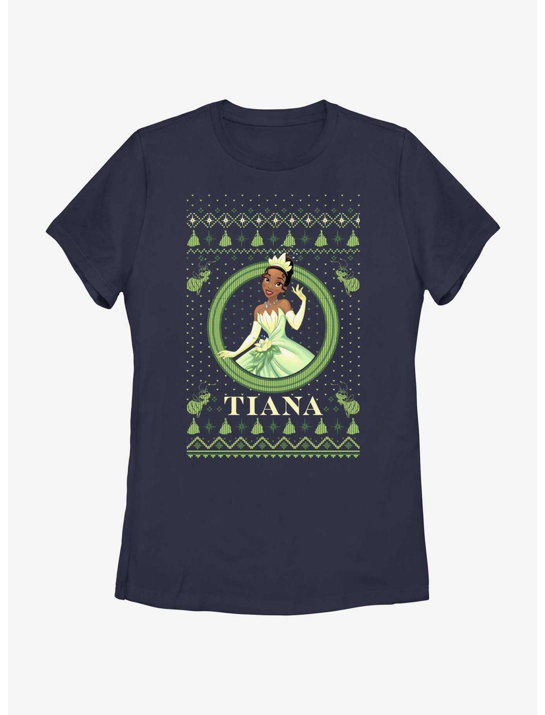 Disney The Princess & The Frog Tiana Ugly Holiday Womens T-Shirt, NAVY, hi-res