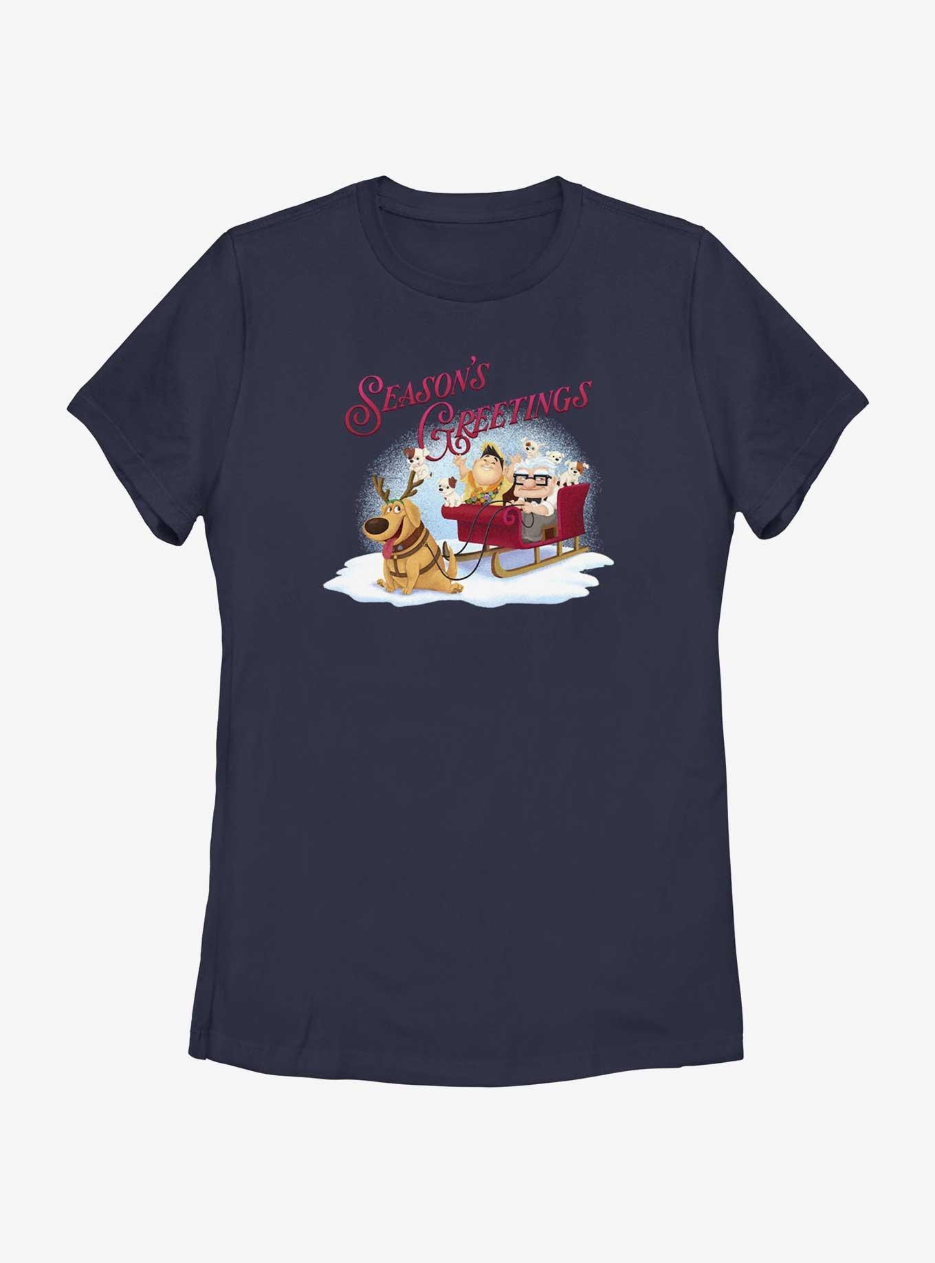 Disney Pixar Up Seasons Greetings Womens T-Shirt, NAVY, hi-res