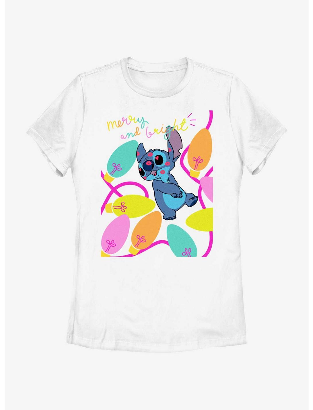 Disney Lilo & Stitch Merry And Bright Womens T-Shirt, WHITE, hi-res