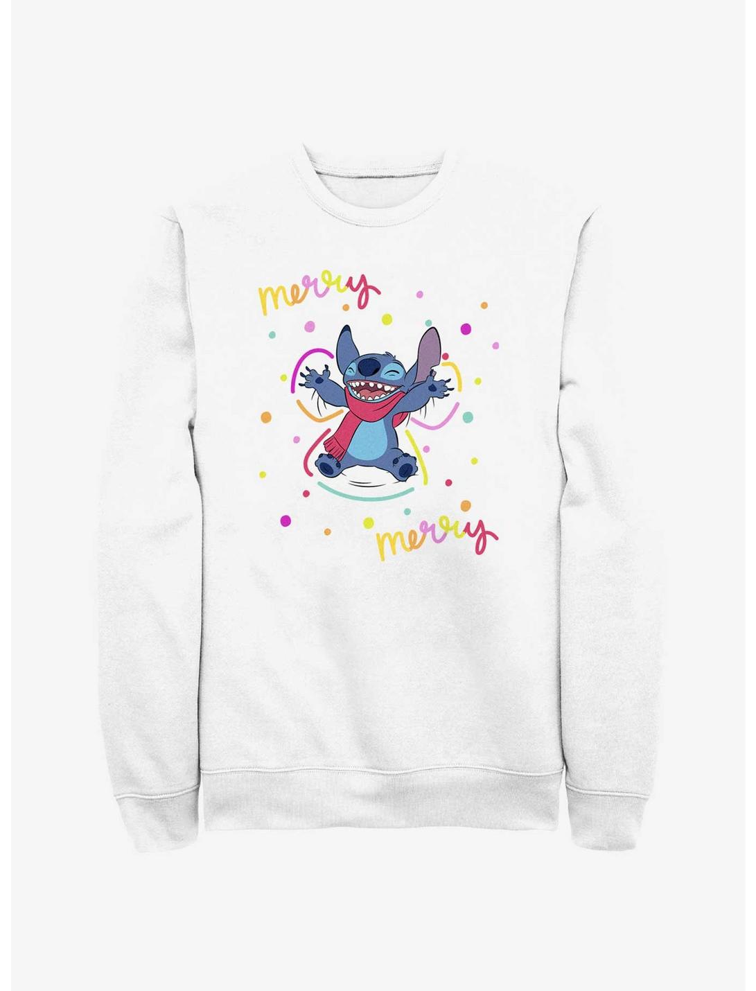 Disney Lilo & Stitch Merry Merry Snow Angel Sweatshirt, WHITE, hi-res
