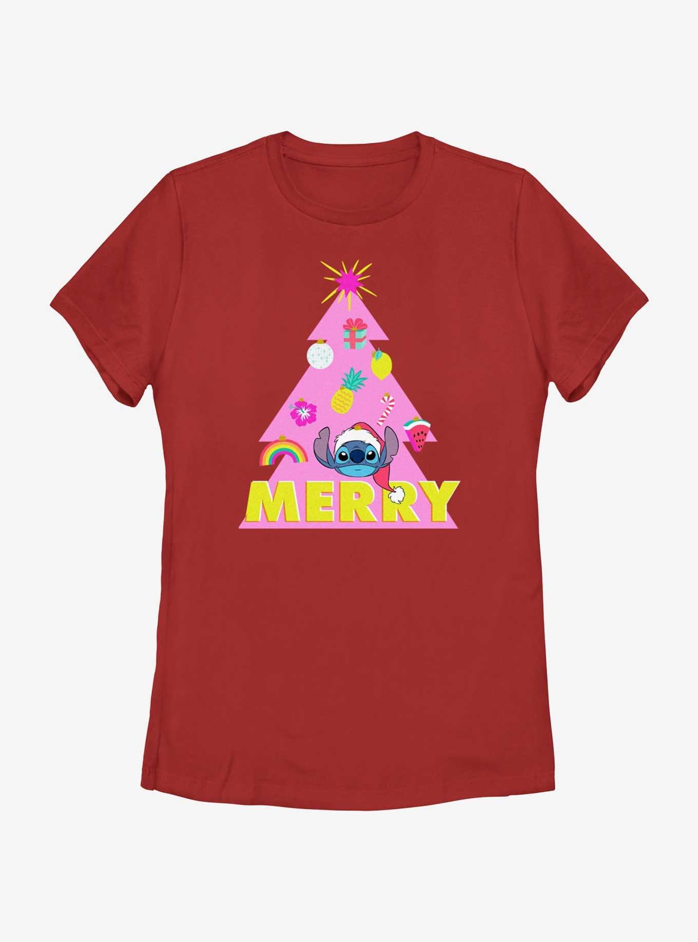 Disney Lilo & Stitch Merry Christmas Tree Womens T-Shirt, , hi-res