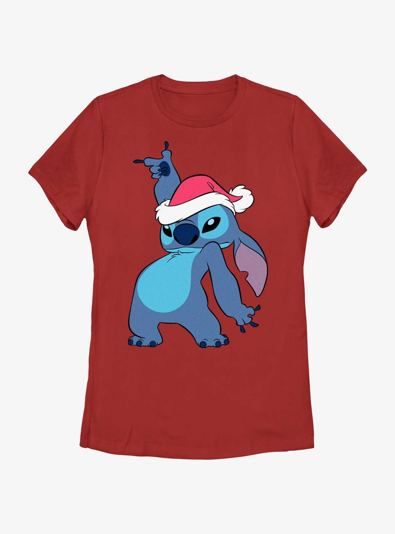Disney Lilo & Stitch Santa Hat Womens T-Shirt, , hi-res