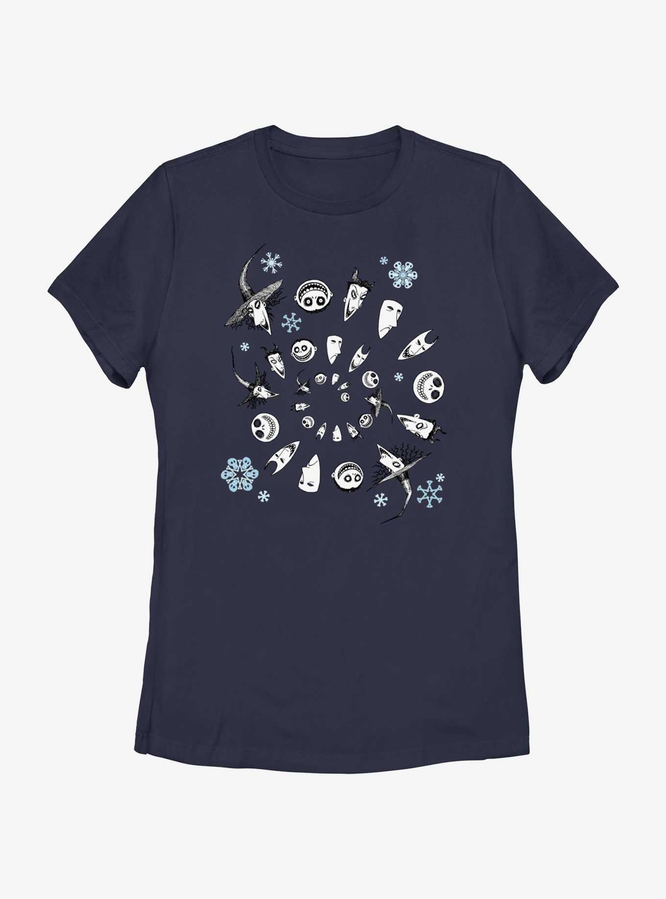 Disney Nightmare Before Christmas Boogie's Boys Winter Swirl Womens T-Shirt, NAVY, hi-res