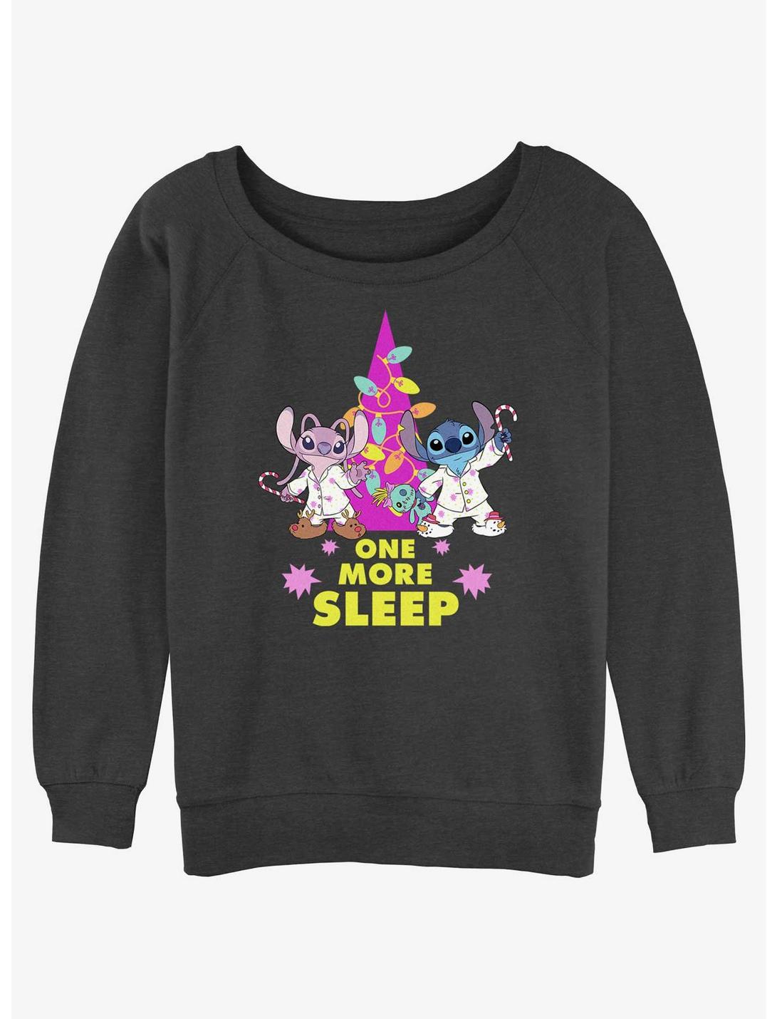 Disney Lilo & Stitch One More Sleep Womens Slouchy Sweatshirt, CHAR HTR, hi-res
