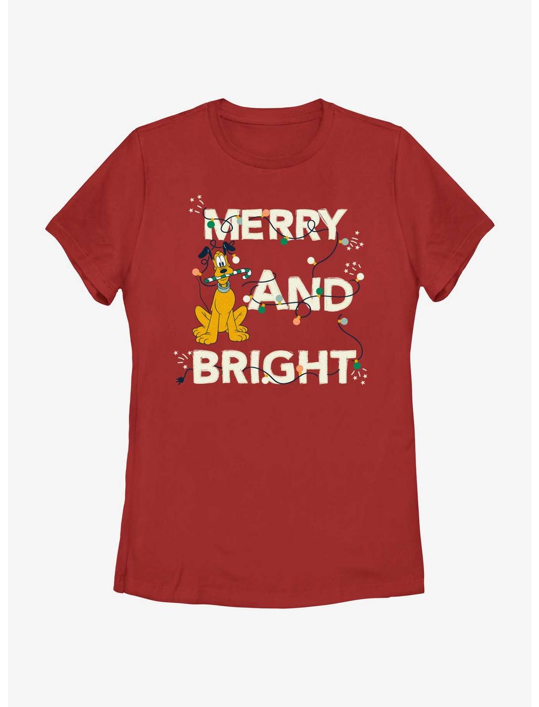 Disney Mickey Mouse Merry And Bright Womens T-Shirt, RED, hi-res