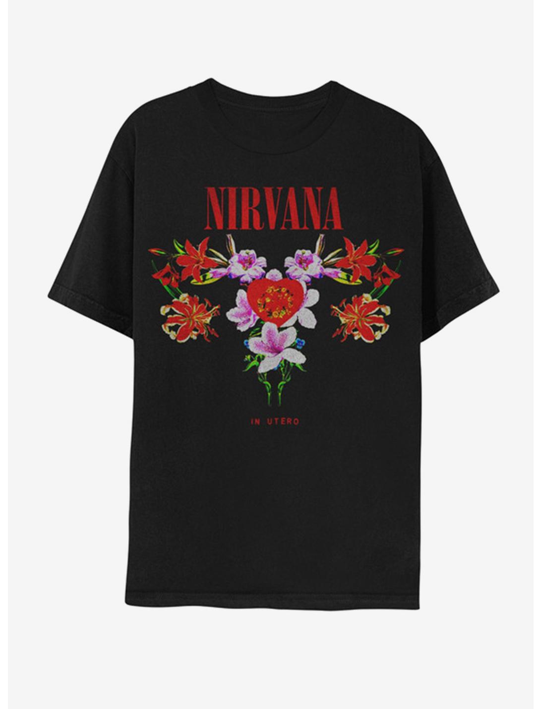 Nirvana Floral Boyfriend Fit Girls T-Shirt, BLACK, hi-res