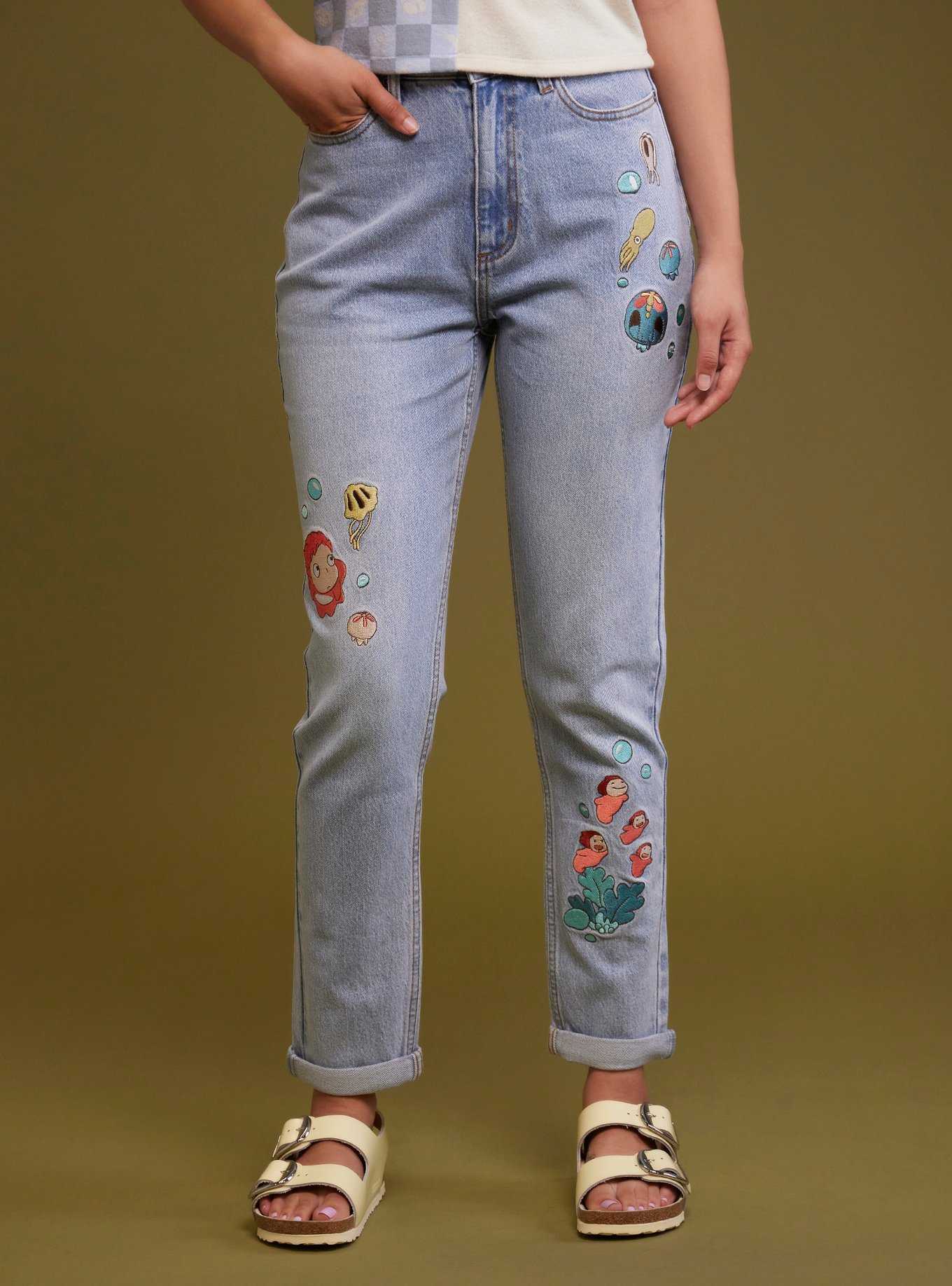 Her Universe Studio Ghibli® Ponyo Embroidery Mom Jeans, , hi-res