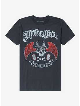 Motley Crue Too Fast For Love Winged Skull Boyfriend Fit Girls T-Shirt, , hi-res