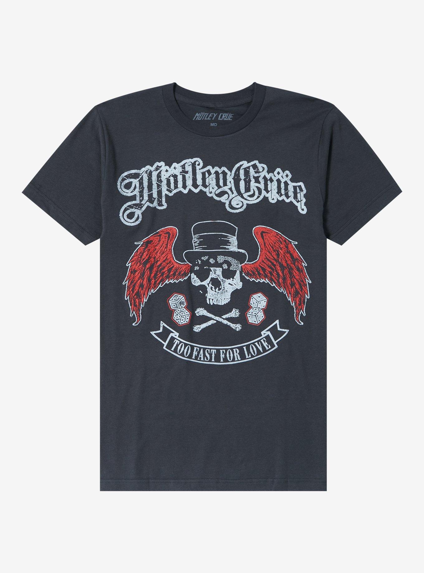 Motley Crue Too Fast For Love Winged Skull Boyfriend Fit Girls T-Shirt ...