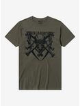 Megadeth Vic Rattlehead & Crossbones Boyfriend Fit Girls T-Shirt, MILITARY GREEN, hi-res