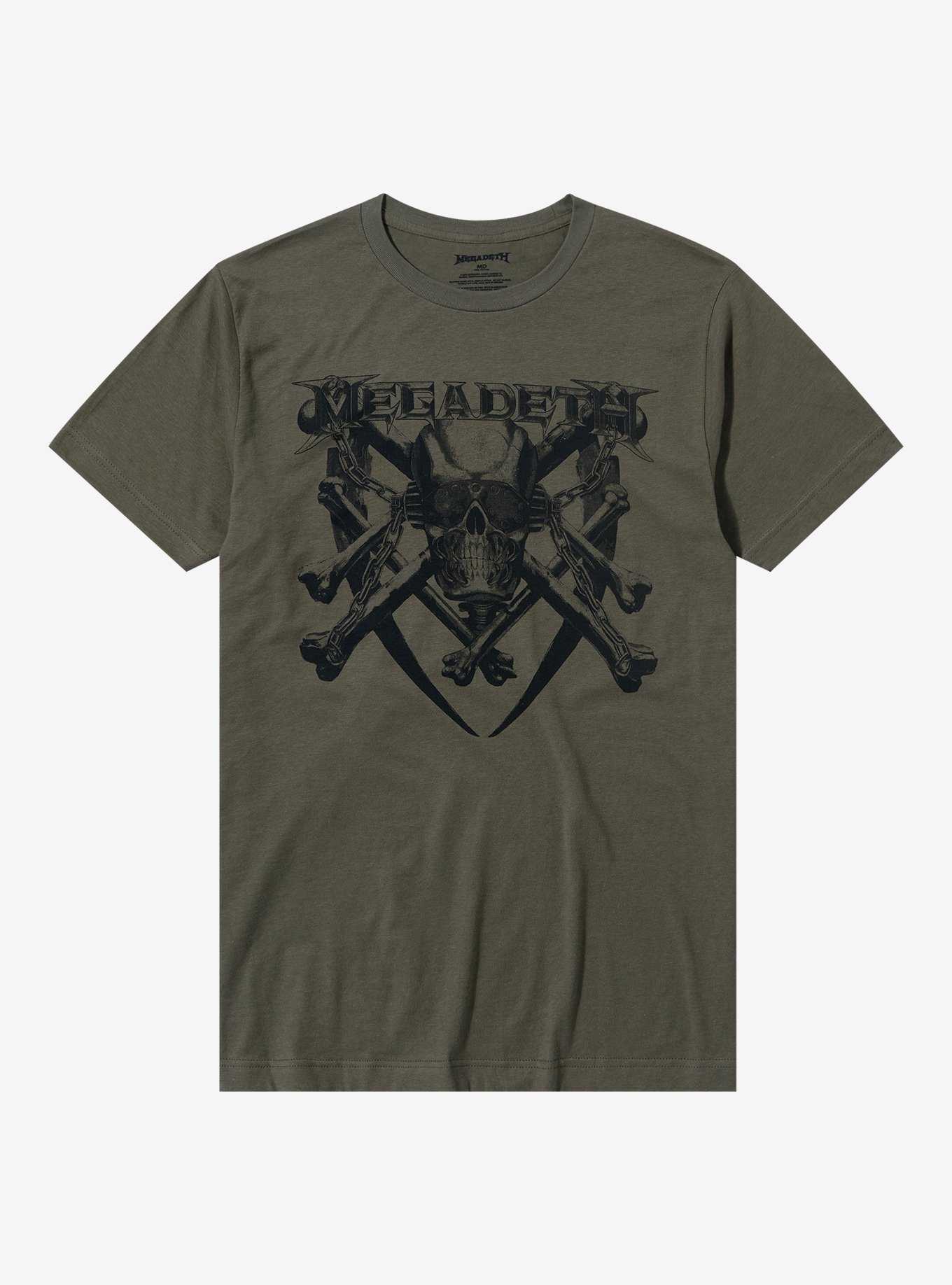 Megadeth Vic Rattlehead & Crossbones Boyfriend Fit Girls T-Shirt, , hi-res