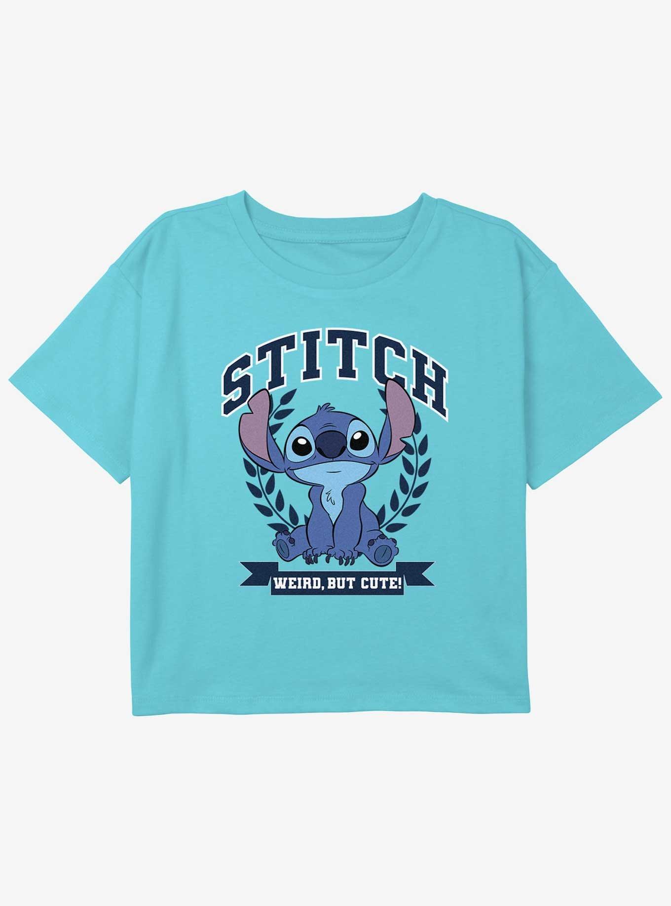 Disney Lilo & Stitch Weird But Cute Girls Youth Crop T-Shirt, BLUE, hi-res