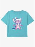 Disney Lilo & Stitch Cozy Angel Girls Youth Crop T-Shirt, BLUE, hi-res