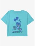 Disney Mickey Mouse Floral Pants Girls Youth Crop T-Shirt, BLUE, hi-res