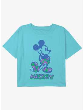 Disney Mickey Mouse Floral Pants Girls Youth Crop T-Shirt, , hi-res
