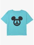 Disney Mickey Mouse Peace Mickey Girls Youth Crop T-Shirt, BLUE, hi-res