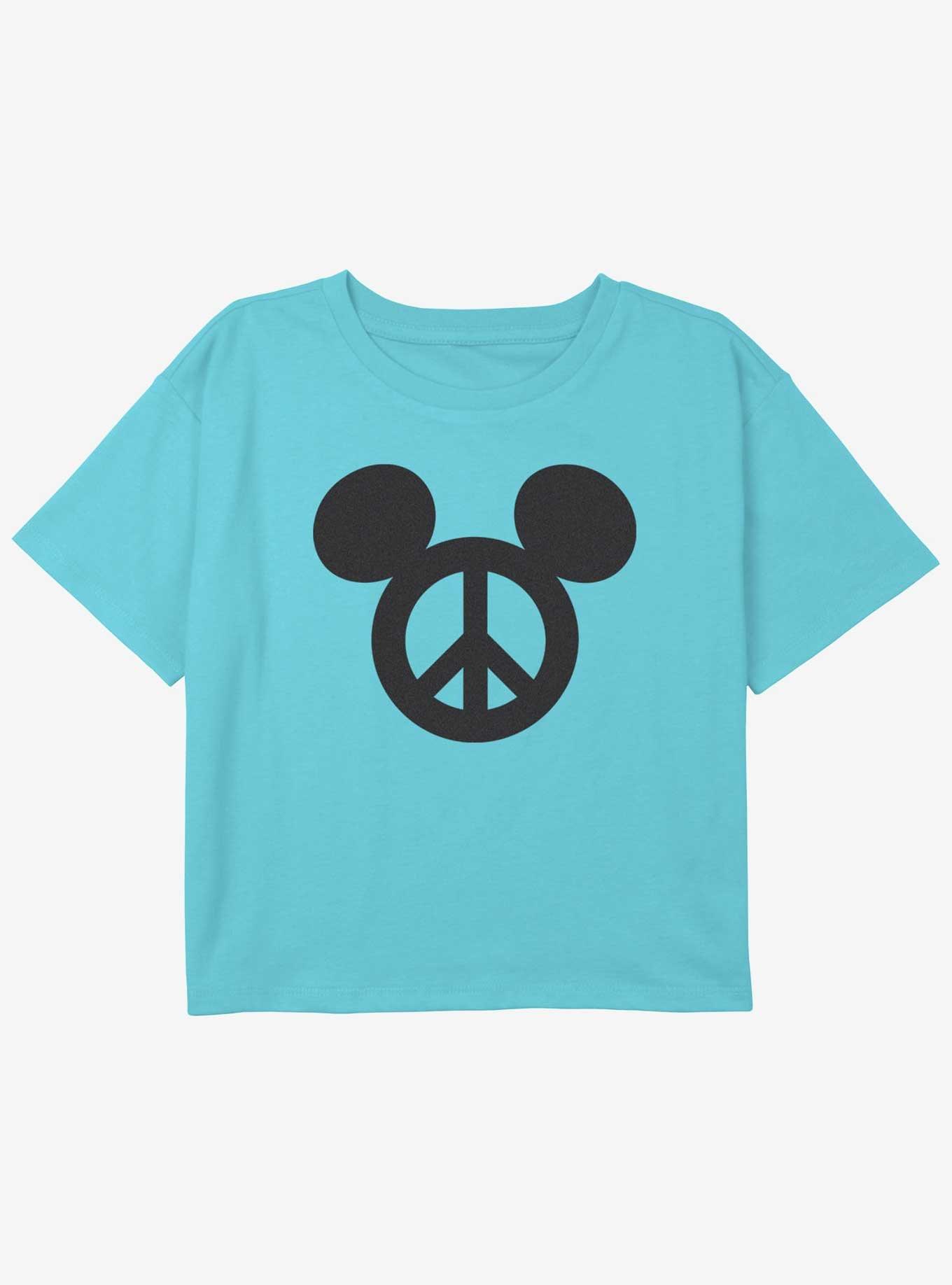 Disney Mickey Mouse Peace Mickey Girls Youth Crop T-Shirt, , hi-res