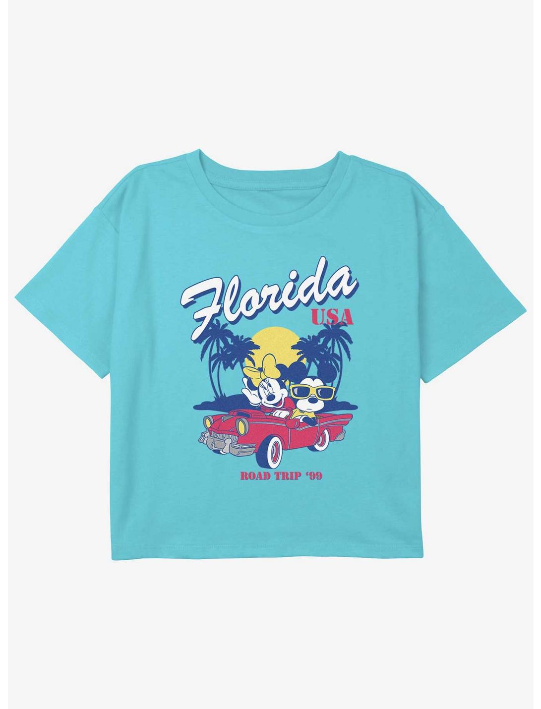 Disney Mickey Mouse Florida Road Trip Girls Youth Crop T-Shirt, BLUE, hi-res