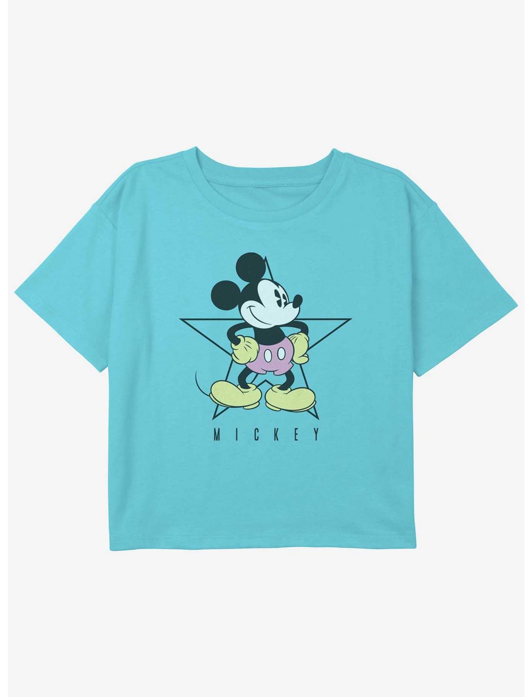 Disney Mickey Mouse Star Pose Girls Youth Crop T-Shirt, BLUE, hi-res