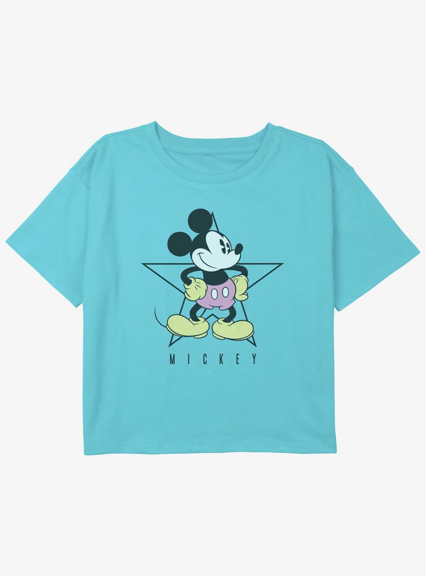 Disney Mickey Mouse Star Pose Girls Youth Crop T-Shirt, , hi-res