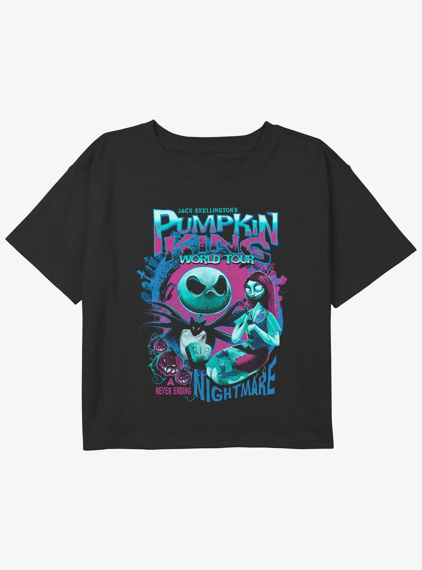 Disney The Nightmare Before Christmas Pumpkin King World Tour Girls Youth Crop T-Shirt, , hi-res