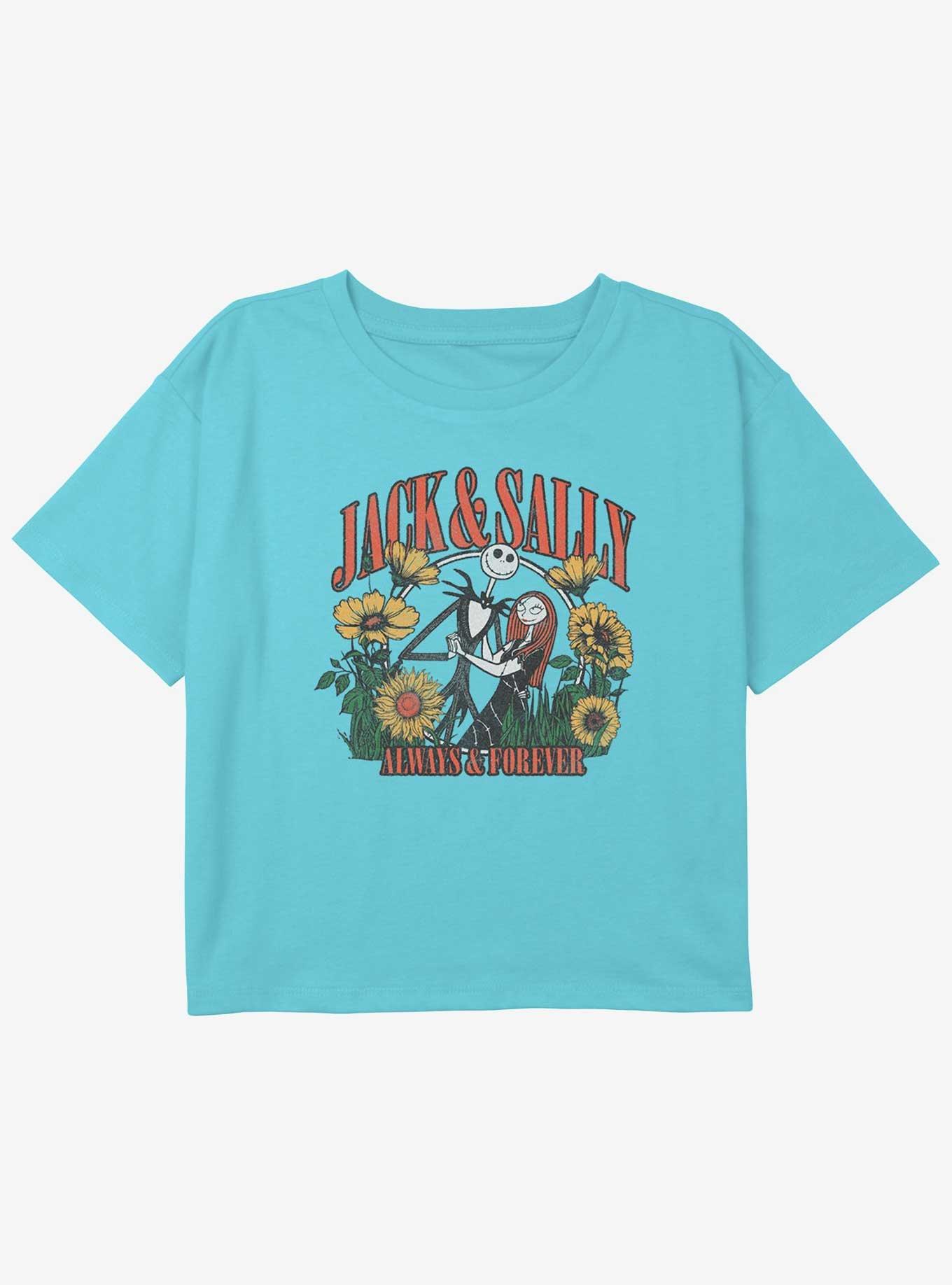 Disney The Nightmare Before Christmas Jack & Sally Always & Forever Girls Youth Crop T-Shirt, , hi-res
