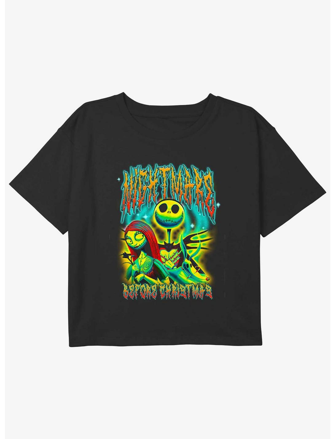 Disney The Nightmare Before Christmas Neon Jack Sally and Zero Girls Youth Crop T-Shirt, BLACK, hi-res