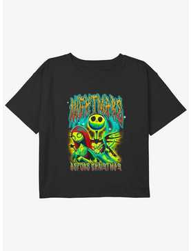 Disney The Nightmare Before Christmas Neon Jack Sally and Zero Girls Youth Crop T-Shirt, , hi-res