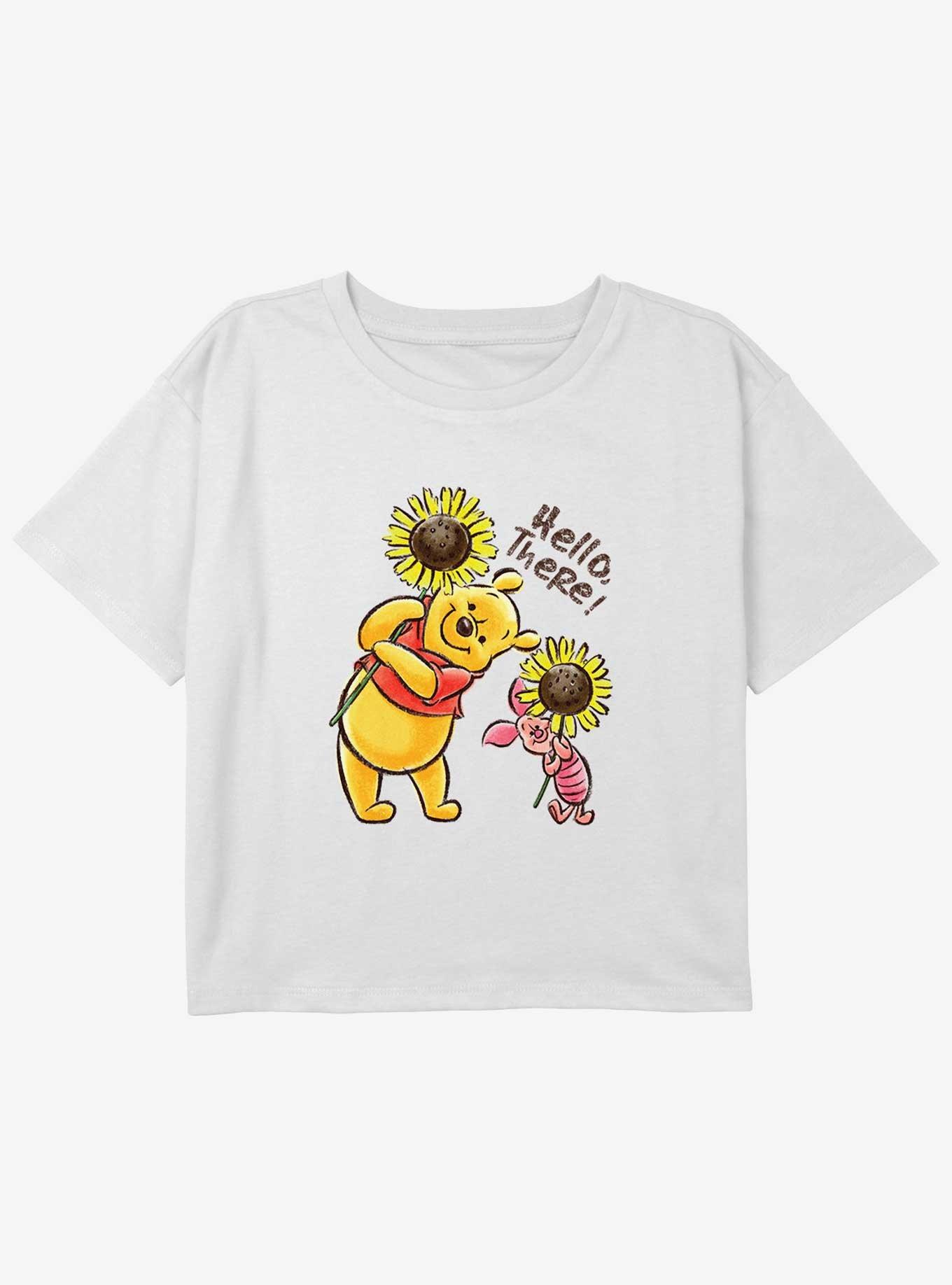 Disney Winnie The Pooh Hello There Girls Youth Crop T-Shirt, WHITE, hi-res