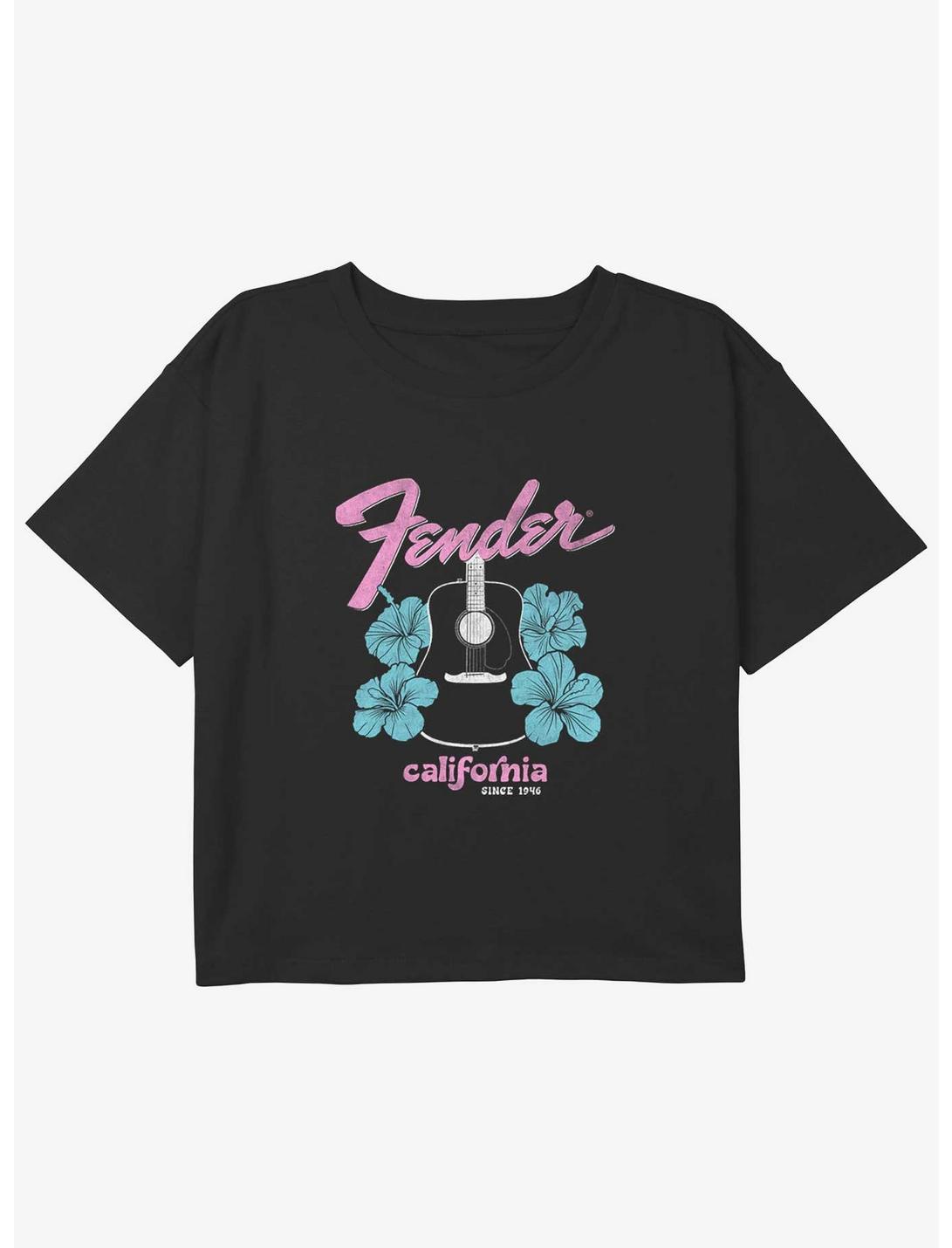 Fender California Guitar Girls Youth Crop T-Shirt, BLACK, hi-res