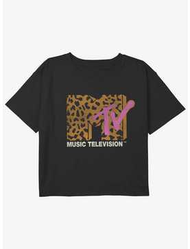 MTV Leopard Logo Girls Youth Crop T-Shirt, , hi-res