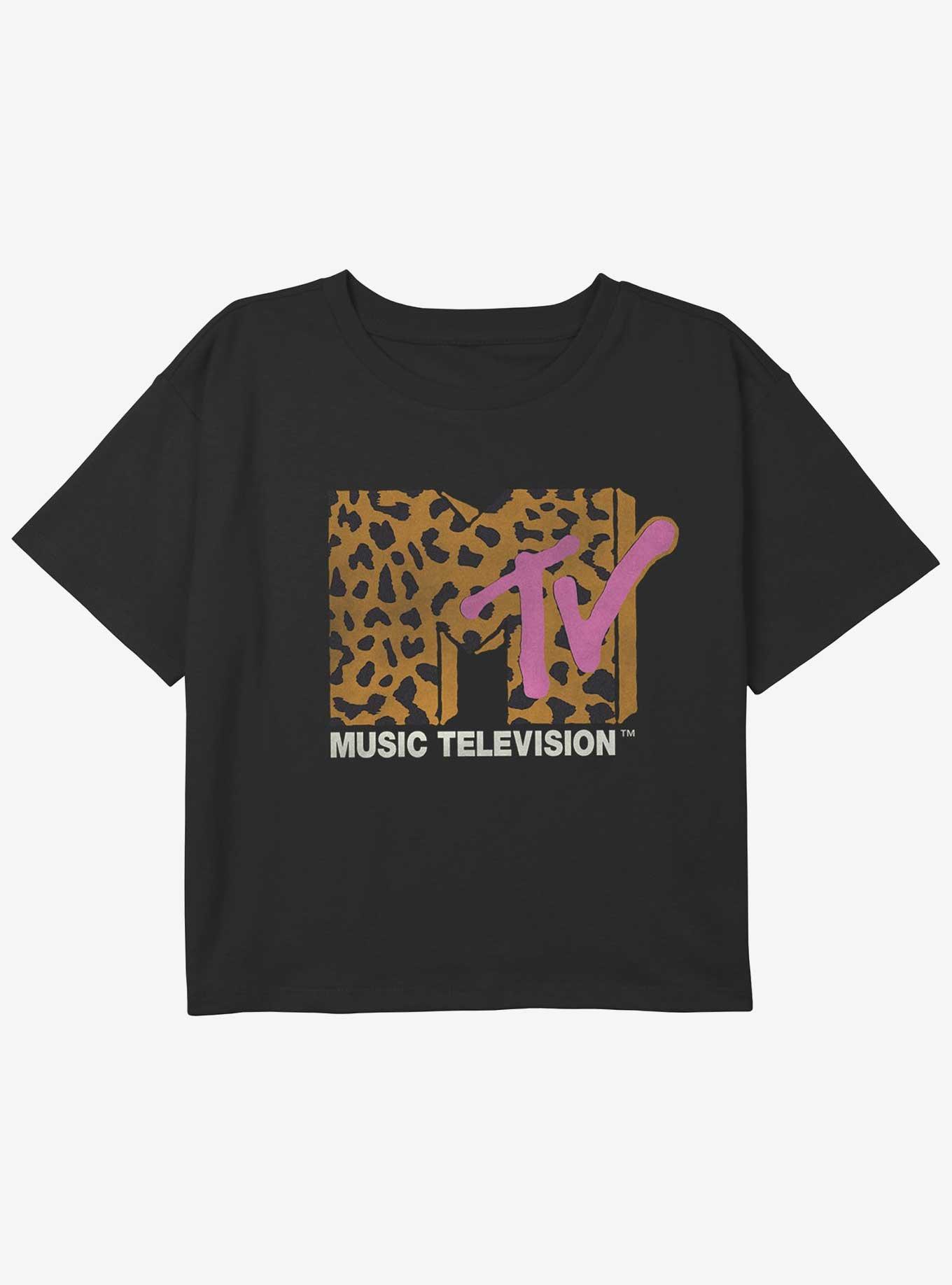 MTV Leopard Logo Girls Youth Crop T-Shirt, , hi-res